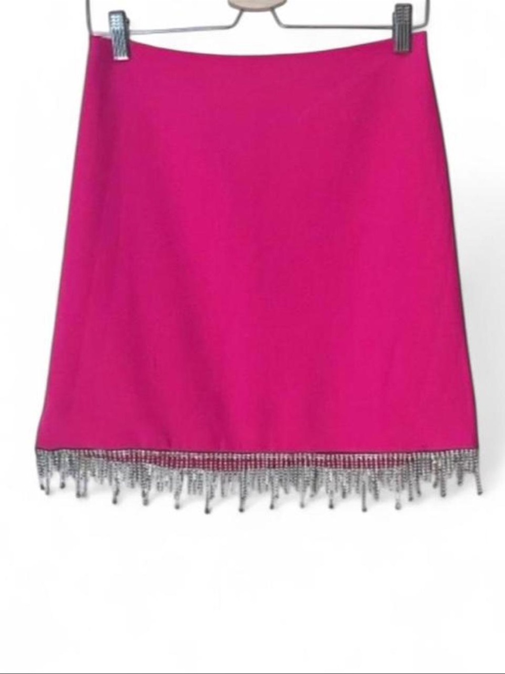 Rachel Zoe Hot Pink Mini Skirt with Silver Fringe